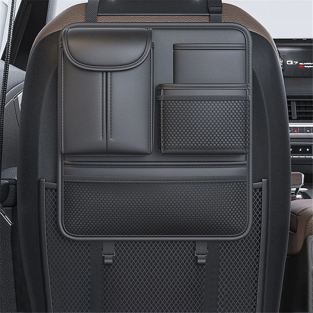 Car Back Seat Organizer Multi Pockets Hanging Leather Waterproof Storage Bag for Holding Phone Tablet Drink Sundries
