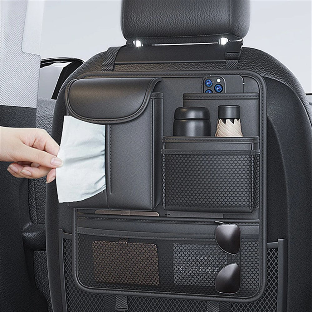 Car Back Seat Organizer Multi Pockets Hanging Leather Waterproof Storage Bag for Holding Phone Tablet Drink Sundries