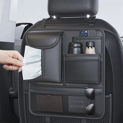 Car Back Seat Organizer Multi Pockets Hanging Leather Waterproof Storage Bag for Holding Phone Tablet Drink Sundries