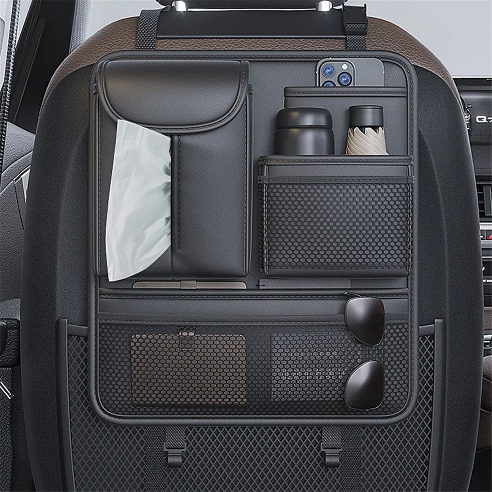 Car Back Seat Organizer Multi Pockets Hanging Leather Waterproof Storage Bag for Holding Phone Tablet Drink Sundries