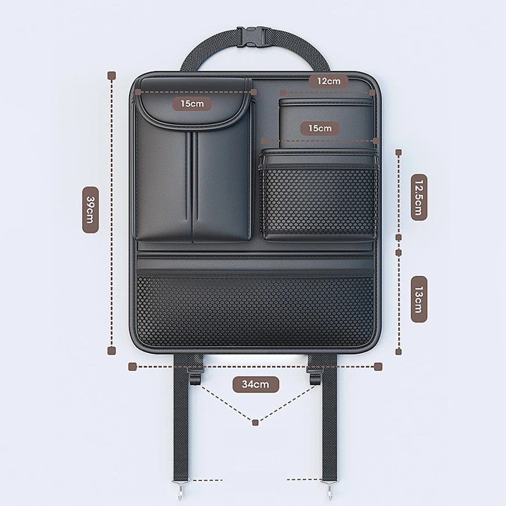 Car Back Seat Organizer Multi Pockets Hanging Leather Waterproof Storage Bag for Holding Phone Tablet Drink Sundries