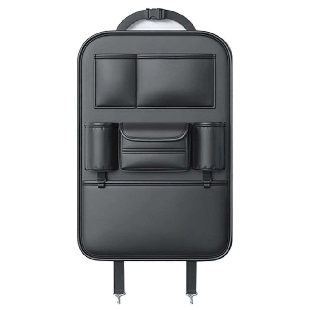 AUTOCOLOR Waterproof Leather Car Seat Back Storage Bag Tissue Cup Holder Organizer with Hook