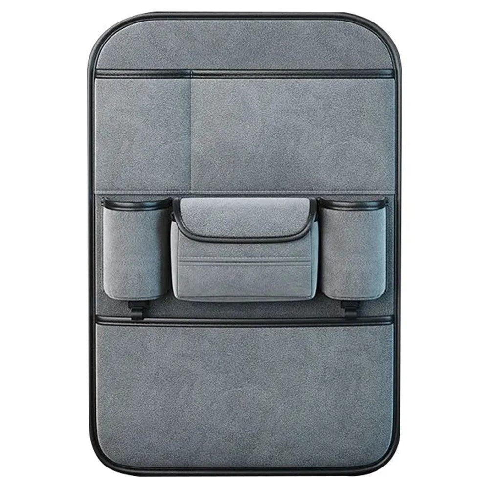 AUTOCOLOR Suede Car Seat Back Organizer Tissue Cup Holder Multi-Pocket Storage Bag with Hook