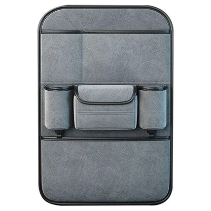AUTOCOLOR Suede Car Seat Back Organizer Tissue Cup Holder Multi-Pocket Storage Bag with Hook