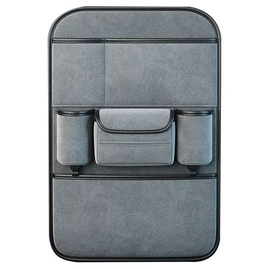 AUTOCOLOR Suede Car Seat Back Organizer Tissue Cup Holder Multi-Pocket Storage Bag with Hook