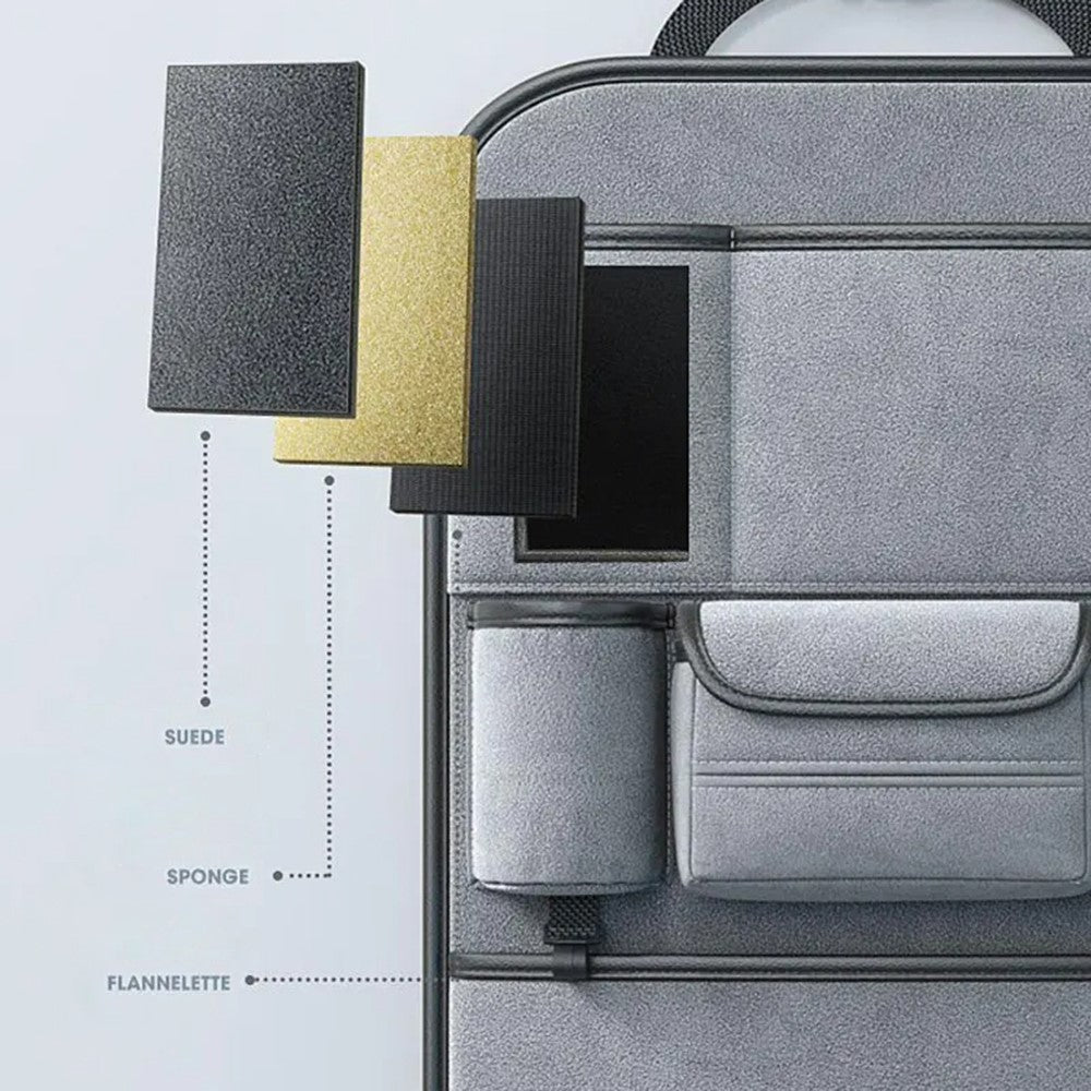 AUTOCOLOR Suede Car Seat Back Organizer Tissue Cup Holder Multi-Pocket Storage Bag with Hook