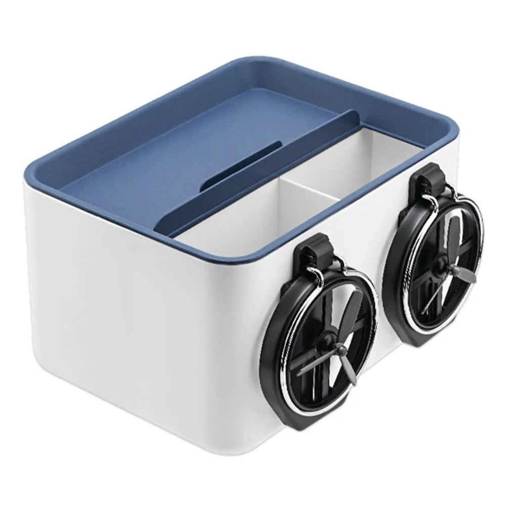 BY-1139 Vehicle Tissue Box Car Armrest Box ABS Sundries Storage Box with 2 Bottle Holder