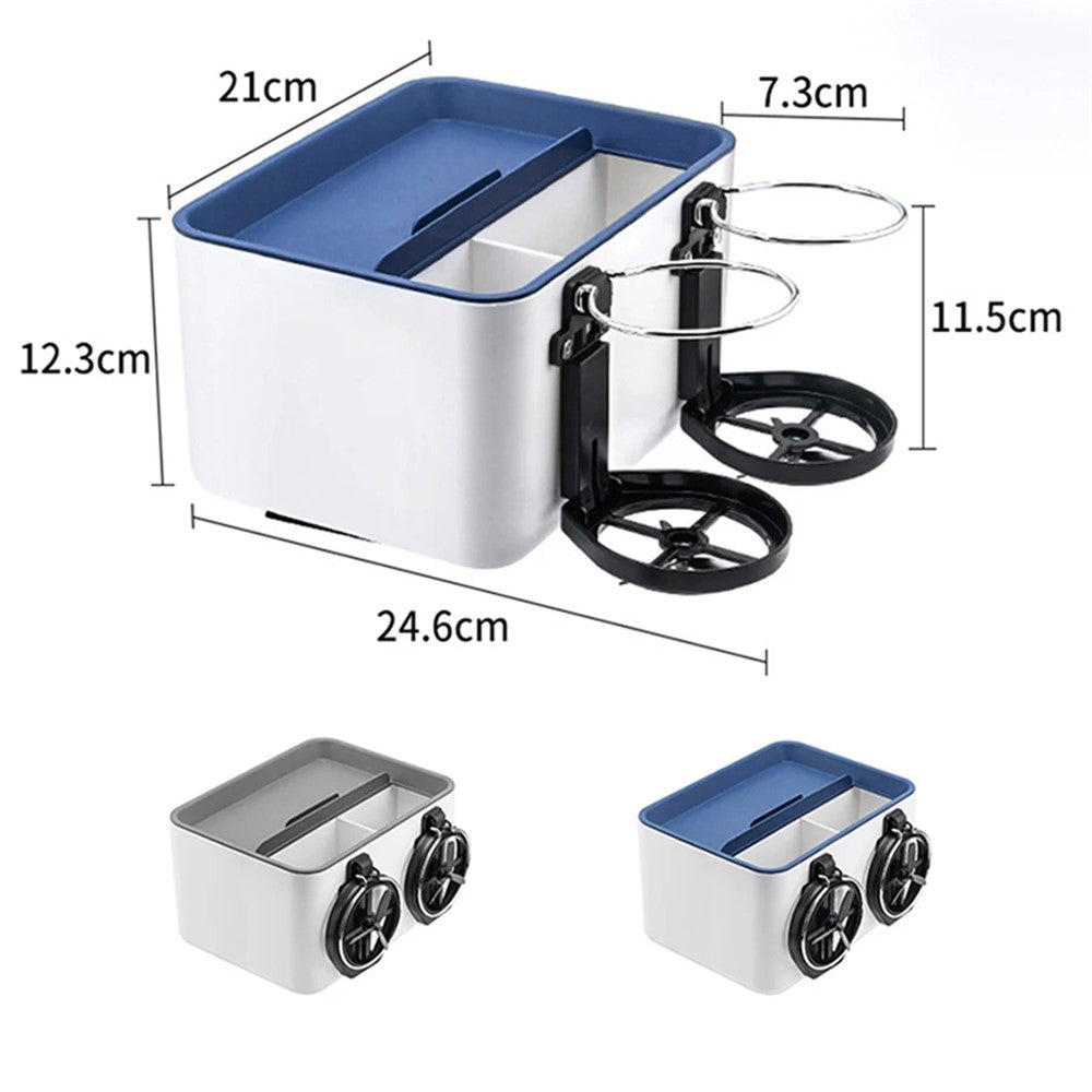 BY-1139 Vehicle Tissue Box Car Armrest Box ABS Sundries Storage Box with 2 Bottle Holder