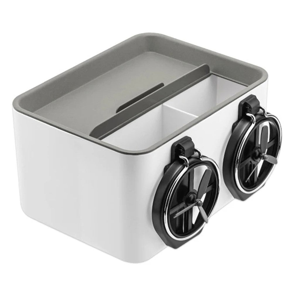 BY-1139 Vehicle Tissue Box Car Armrest Box ABS Sundries Storage Box with 2 Bottle Holder