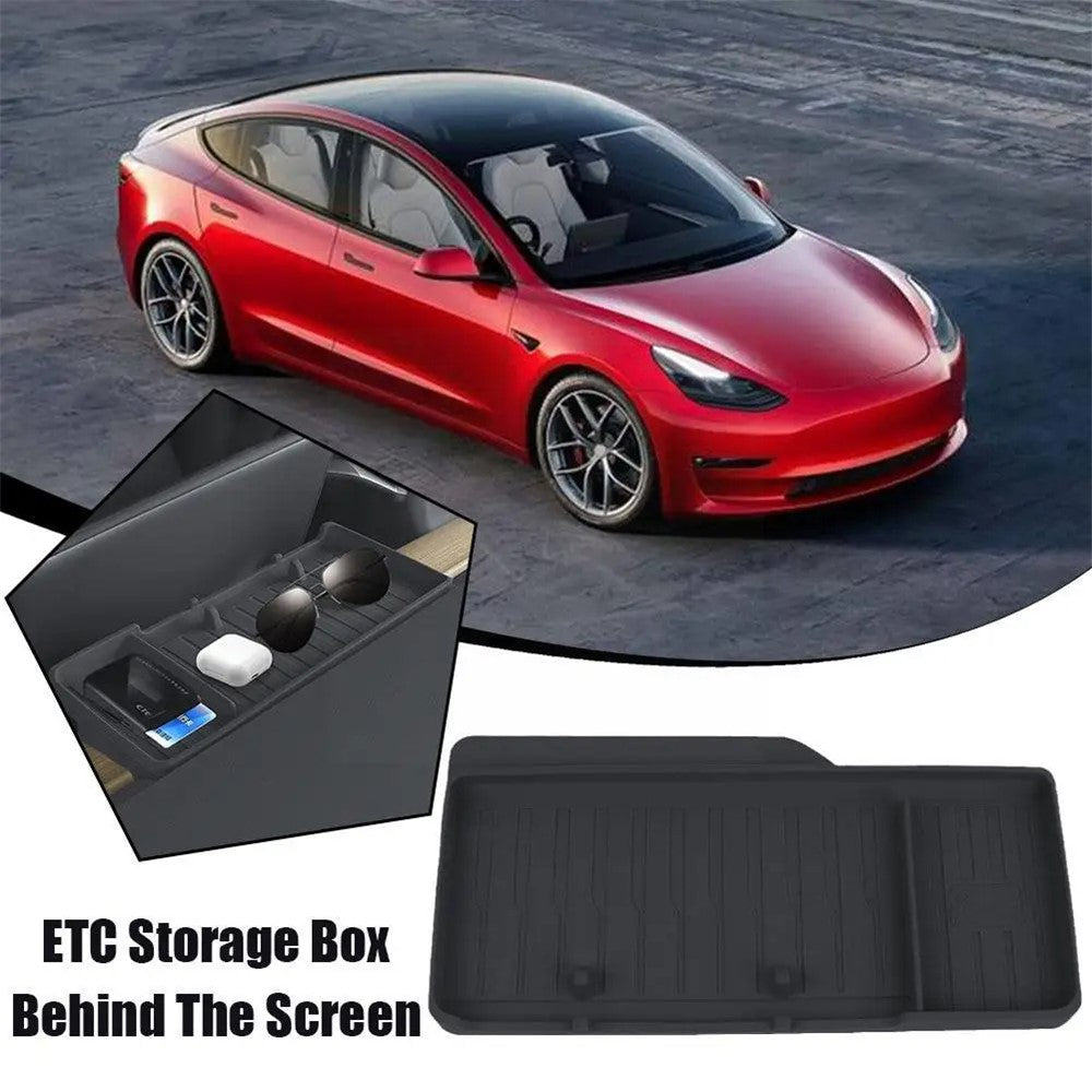 TSL806 For Model Y  /  3 Silicone Car ETC Behind Screen Storage Box Tray