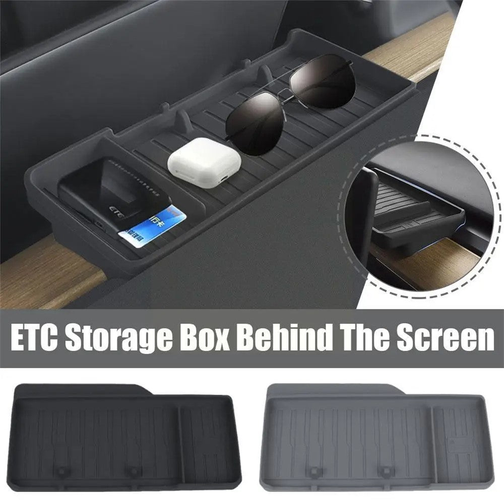 TSL806 For Model Y  /  3 Silicone Car ETC Behind Screen Storage Box Tray