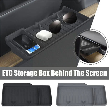 TSL806 For Model Y  /  3 Silicone Car ETC Behind Screen Storage Box Tray