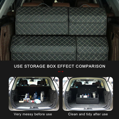 10006 Foldable Car Trunk Organizer Container Leather Storage Box, Small Size