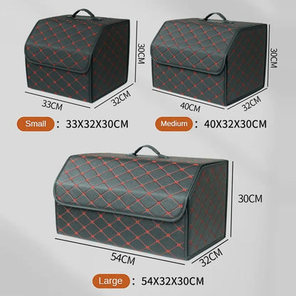 10006 Foldable Car Trunk Organizer Container Leather Storage Box, Small Size