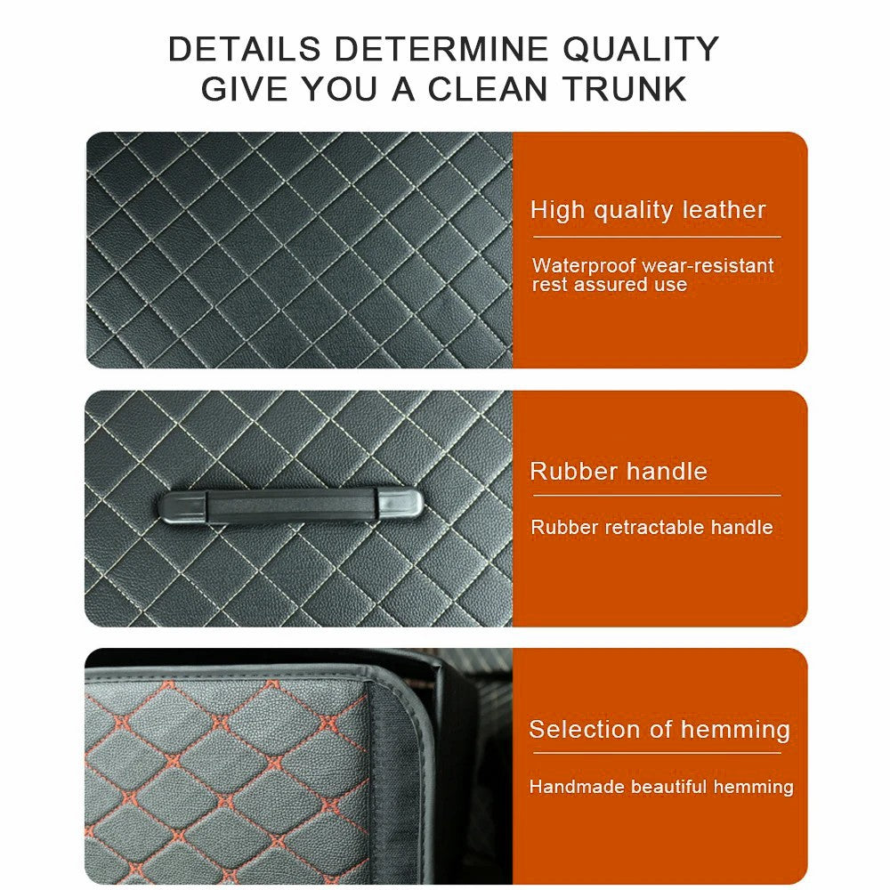 10006 Foldable Car Trunk Organizer Container Leather Storage Box, Small Size
