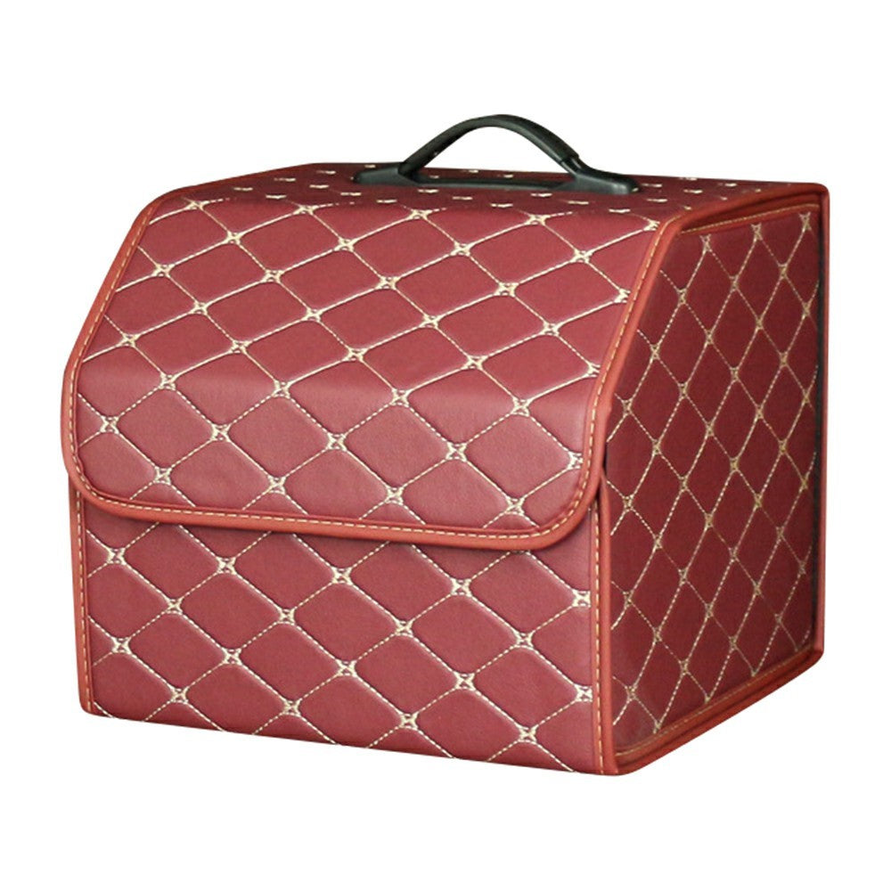 10006 Foldable Car Trunk Organizer Container Leather Storage Box, Small Size