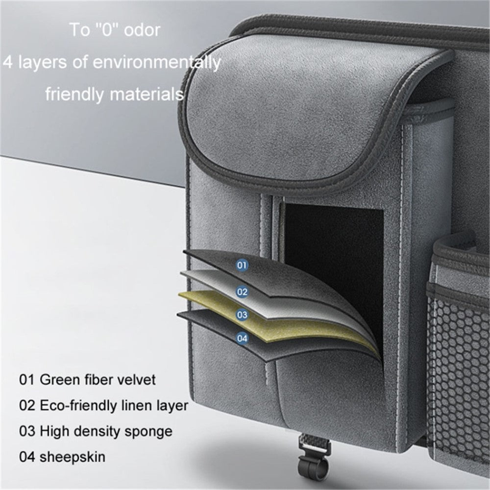 Sheepskin Leather Car Seat Back Organizer Tissue Holder Multi-function Storage Bag