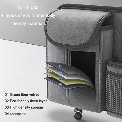 Sheepskin Leather Car Seat Back Organizer Tissue Holder Multi-function Storage Bag