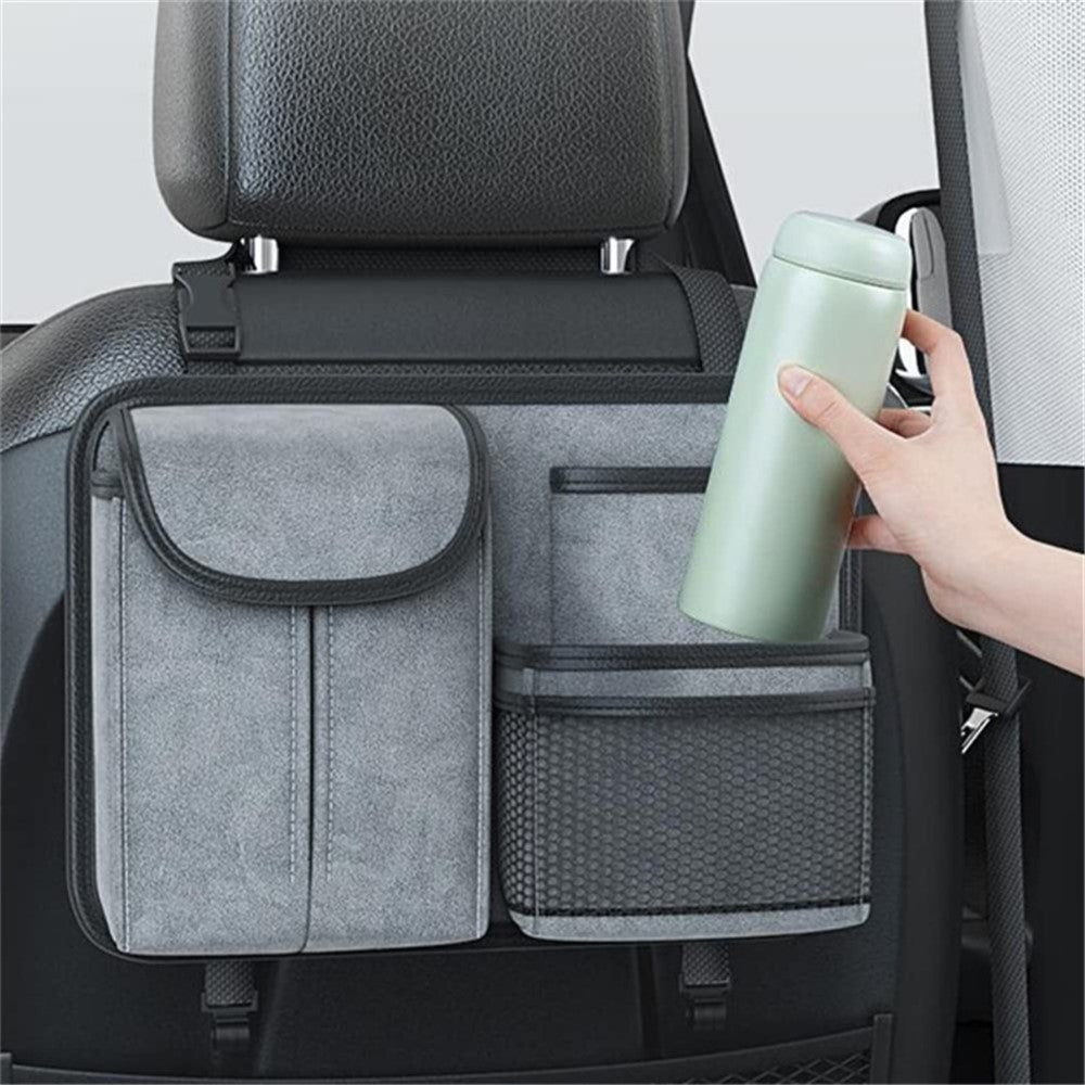 Sheepskin Leather Car Seat Back Organizer Tissue Holder Multi-function Storage Bag