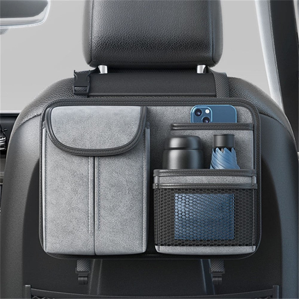 Sheepskin Leather Car Seat Back Organizer Tissue Holder Multi-function Storage Bag