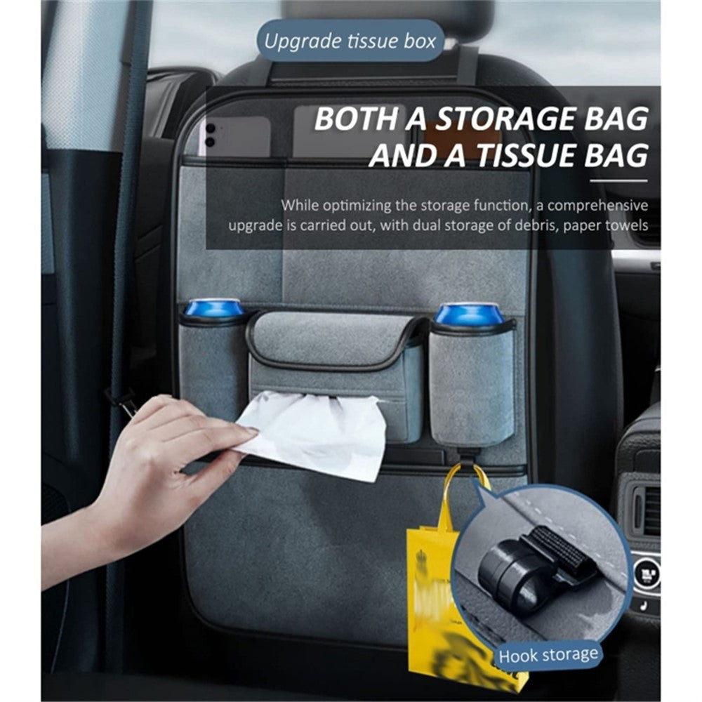 Car Seat Back Storage Bag Sheepskin Leather Hanging Organizer Tissue Holder