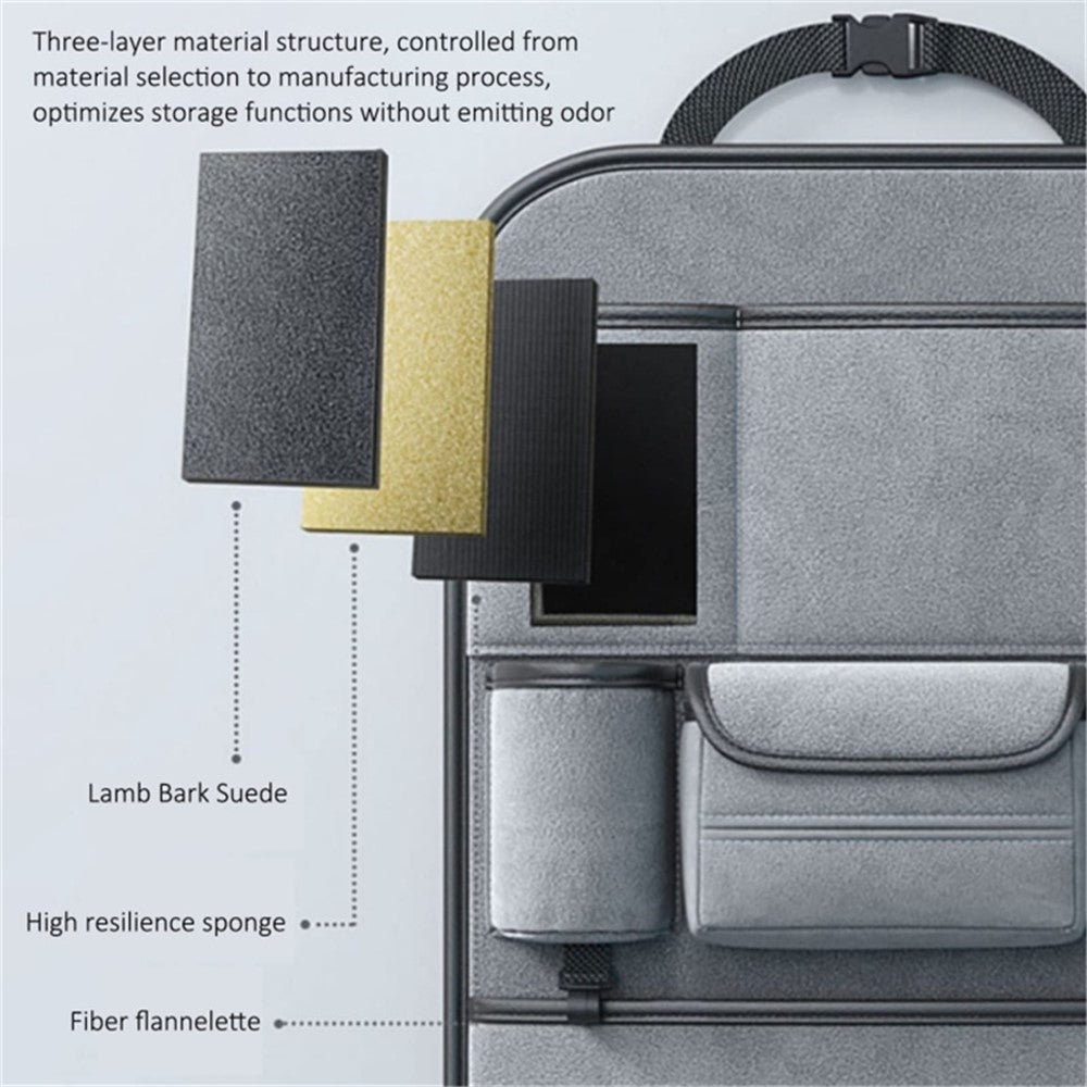 Car Seat Back Storage Bag Sheepskin Leather Hanging Organizer Tissue Holder