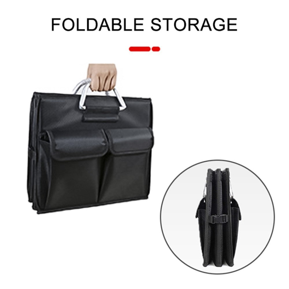 Size S 36L Car Trunk Storage Box with Lid Oxford Cloth Foldable Reflective Car Boot Case