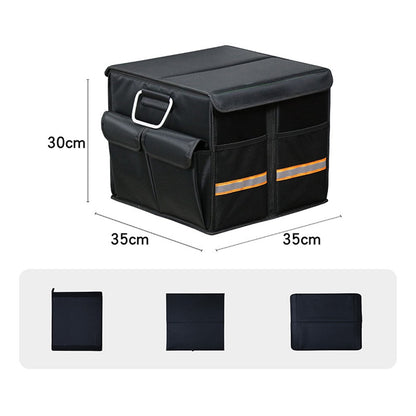 Size S 36L Car Trunk Storage Box with Lid Oxford Cloth Foldable Reflective Car Boot Case