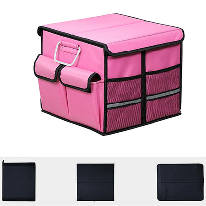 Size S 36L Car Trunk Storage Box with Lid Oxford Cloth Foldable Reflective Car Boot Case