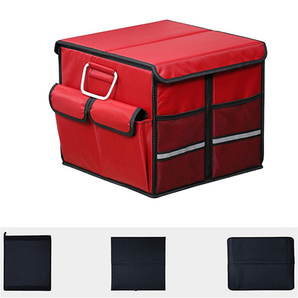 Size S 36L Car Trunk Storage Box with Lid Oxford Cloth Foldable Reflective Car Boot Case