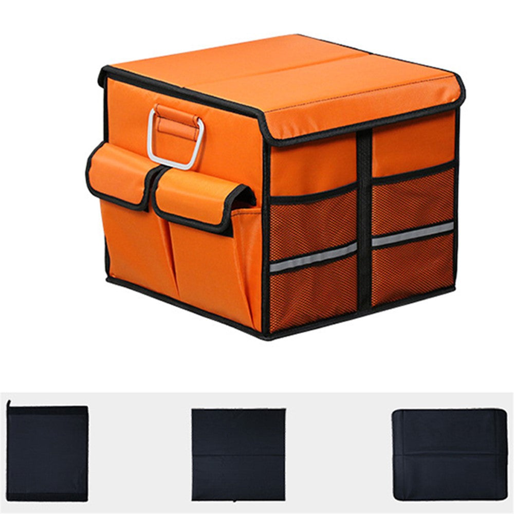 Size S 36L Car Trunk Storage Box with Lid Oxford Cloth Foldable Reflective Car Boot Case