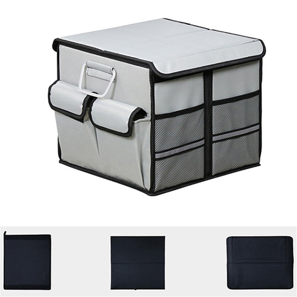 Size S 36L Car Trunk Storage Box with Lid Oxford Cloth Foldable Reflective Car Boot Case