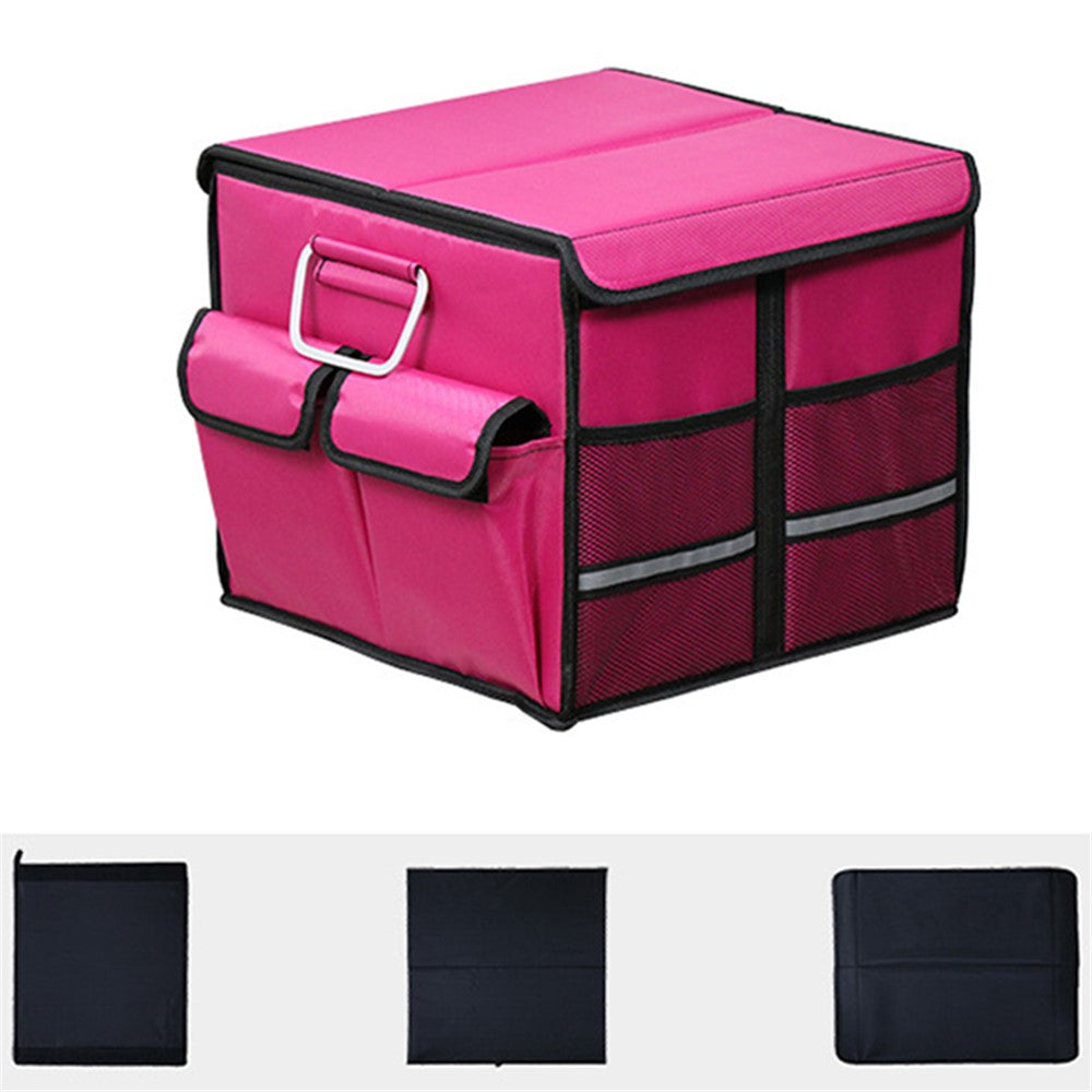 Size S 36L Car Trunk Storage Box with Lid Oxford Cloth Foldable Reflective Car Boot Case