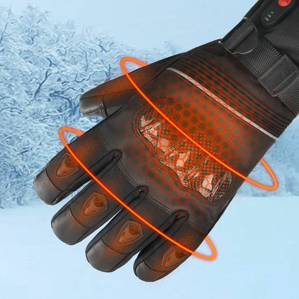 Electric Heated Gloves with 2x 4000mAh Battery Touch Screen Winter Thermal Fleece Lined Mittens