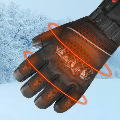 Electric Heated Gloves with 2x 4000mAh Battery Touch Screen Winter Thermal Fleece Lined Mittens