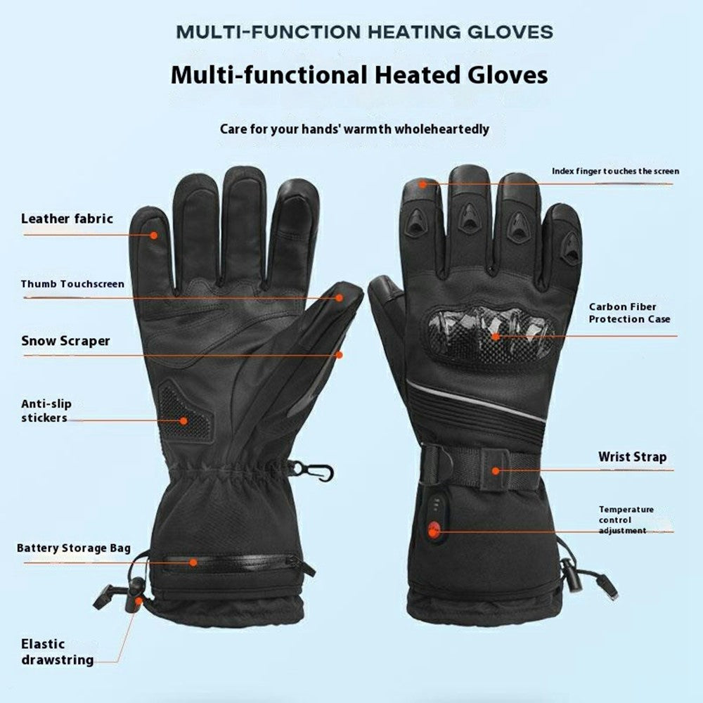 Electric Heated Gloves with 2x 5000mAh Battery Touch Screen Winter Thermal Fleece Lined Mittens