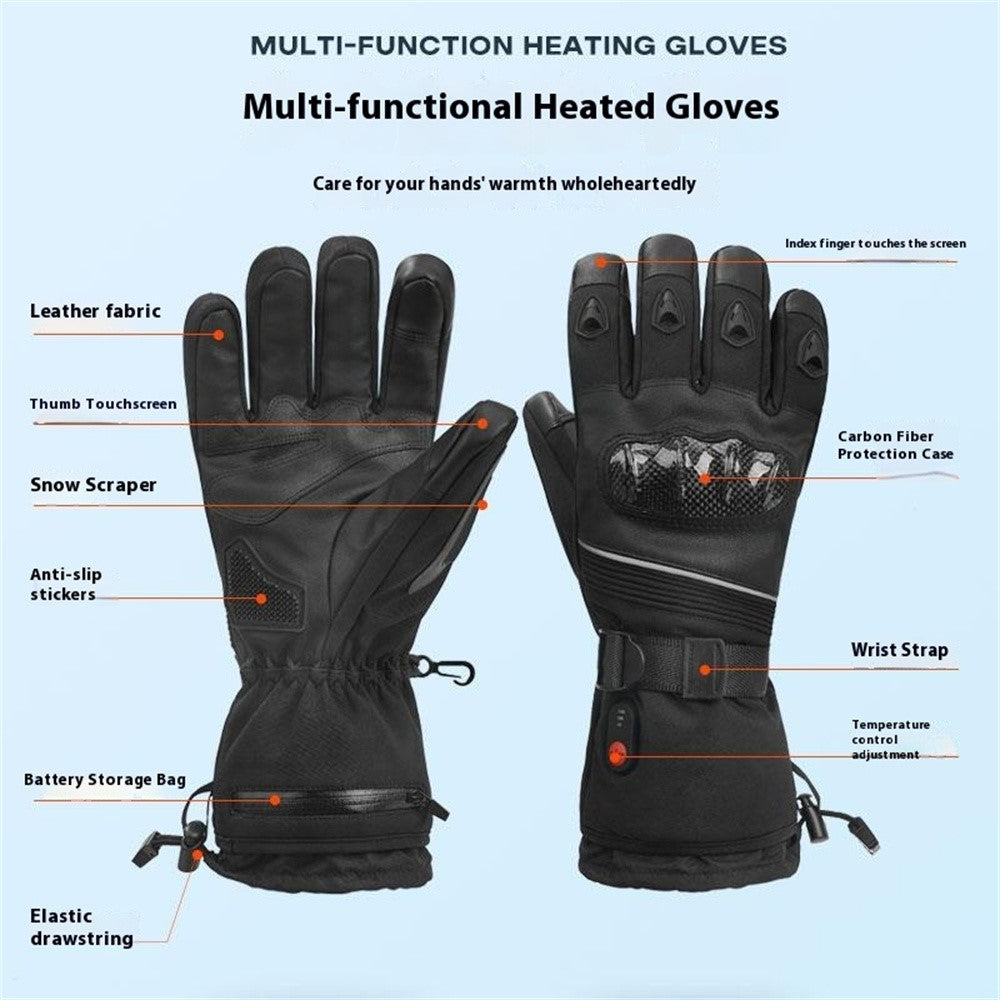 Electric Heated Gloves with 2x 6000mAh Battery Touch Screen Winter Thermal Fleece Lined Mittens