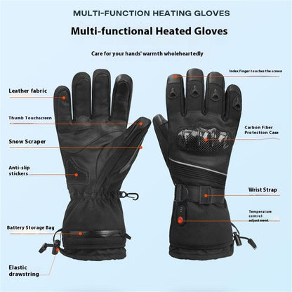 Electric Heated Gloves with 2x 6000mAh Battery Touch Screen Winter Thermal Fleece Lined Mittens