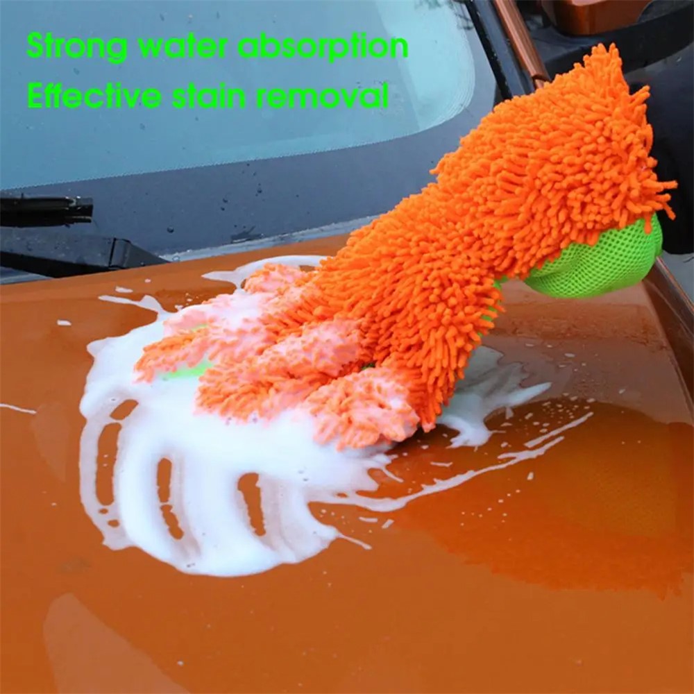BY-835 Chenille Car Washing Glove Strong Water Absorption Double-sided Car Cleaning Glove