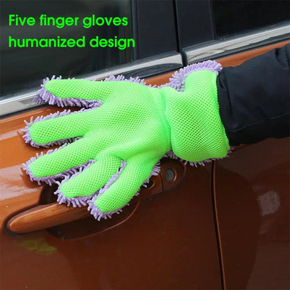 BY-835 Chenille Car Washing Glove Strong Water Absorption Double-sided Car Cleaning Glove