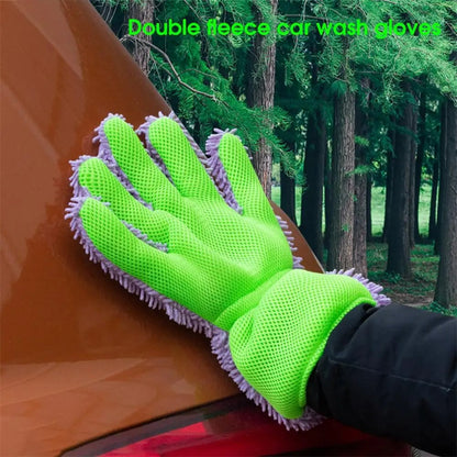 BY-835 Chenille Car Washing Glove Strong Water Absorption Double-sided Car Cleaning Glove