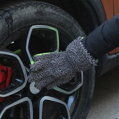 BY-835 Chenille Car Washing Glove Strong Water Absorption Double-sided Car Cleaning Glove
