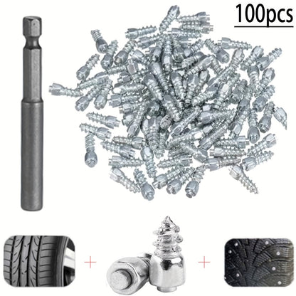 100Pcs 9 x 4mm Screw in Tire Studs Wheel Tyre Studs for Car Truck Motorcycle Bicycle Boot Tire Spikes