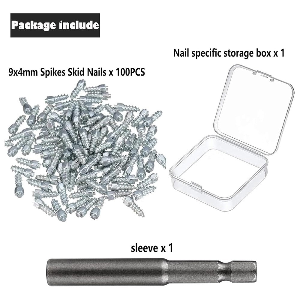 100Pcs 9 x 4mm Screw in Tire Studs Wheel Tyre Studs for Car Truck Motorcycle Bicycle Boot Tire Spikes