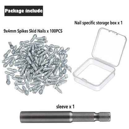 100Pcs 9 x 4mm Screw in Tire Studs Wheel Tyre Studs for Car Truck Motorcycle Bicycle Boot Tire Spikes