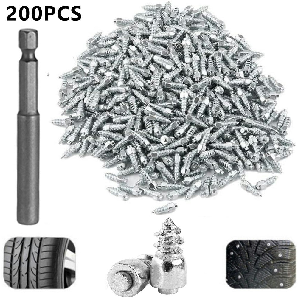 200Pcs 12 x 4mm Screw in Tire Studs Wheel Tyre Studs for Car Truck Motorcycle Bicycle Boot Tire Spikes