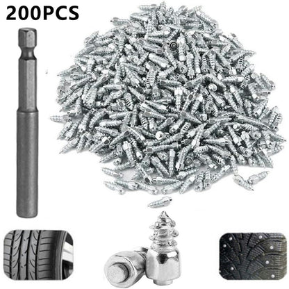 200Pcs 12 x 4mm Screw in Tire Studs Wheel Tyre Studs for Car Truck Motorcycle Bicycle Boot Tire Spikes