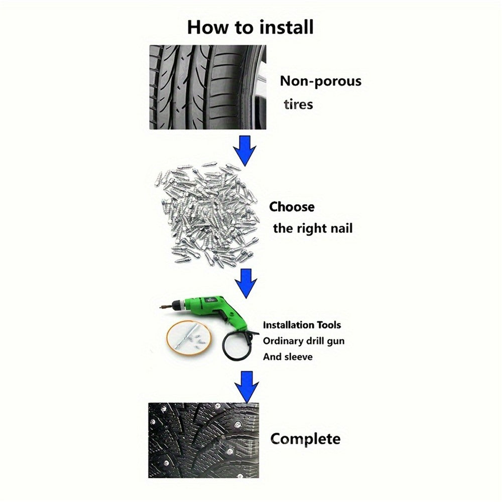 200Pcs 12 x 4mm Screw in Tire Studs Wheel Tyre Studs for Car Truck Motorcycle Bicycle Boot Tire Spikes