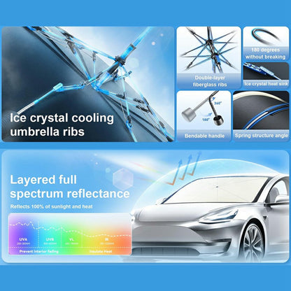 Car Windshield Sun Shade Umbrella Ice Crystal Cooling Foldable UPF 50+ Heat Reflector Umbrella Cover