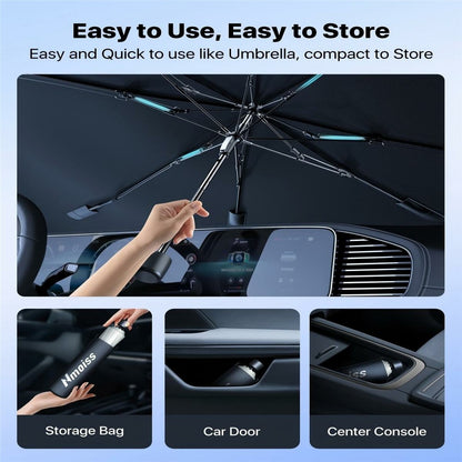 Car Windshield Sun Shade Umbrella Ice Crystal Cooling Foldable 240T Reflective UPF50+ Umbrella Cover